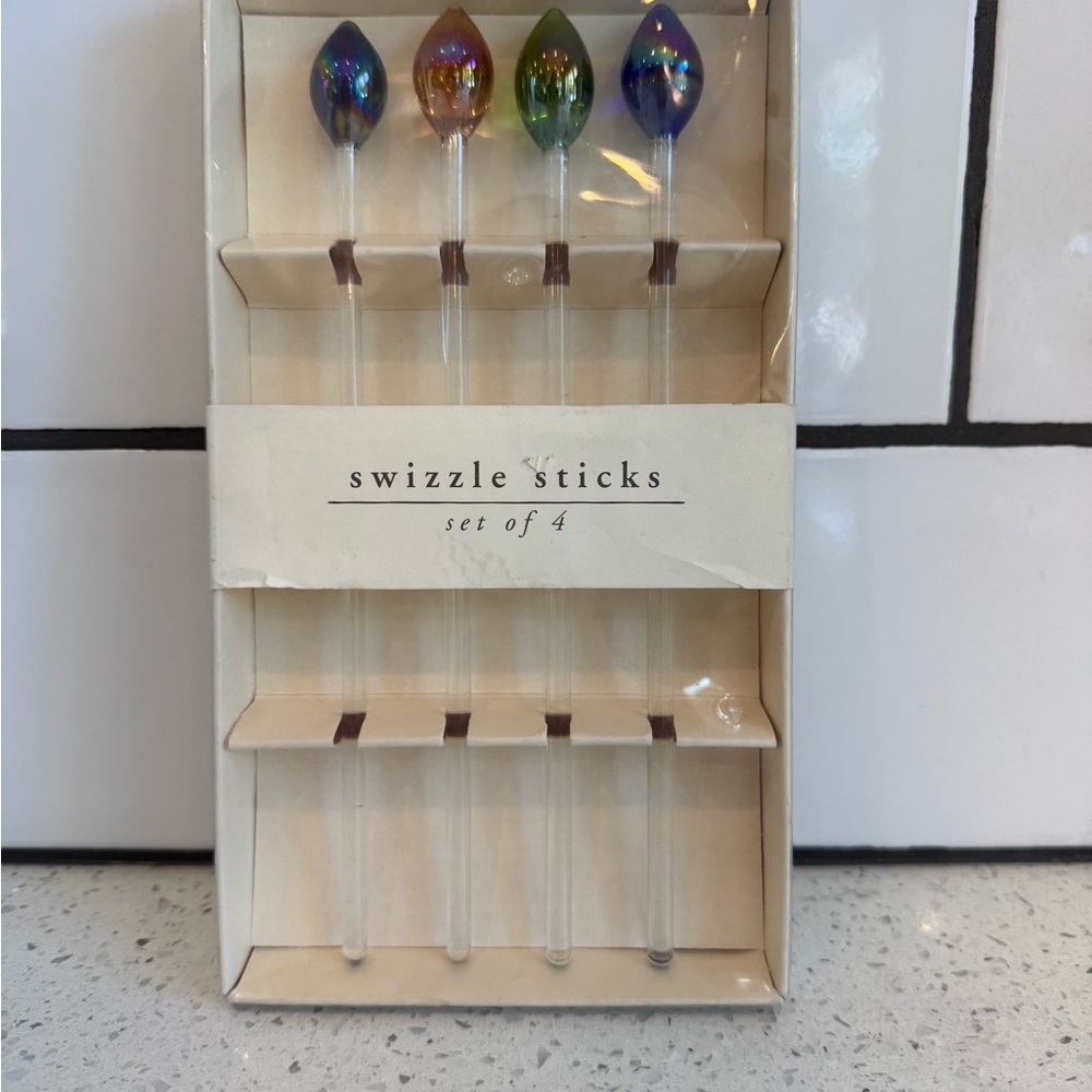 NIB Pier 1 Multicolor iridescent, Swizzle Sticks Set